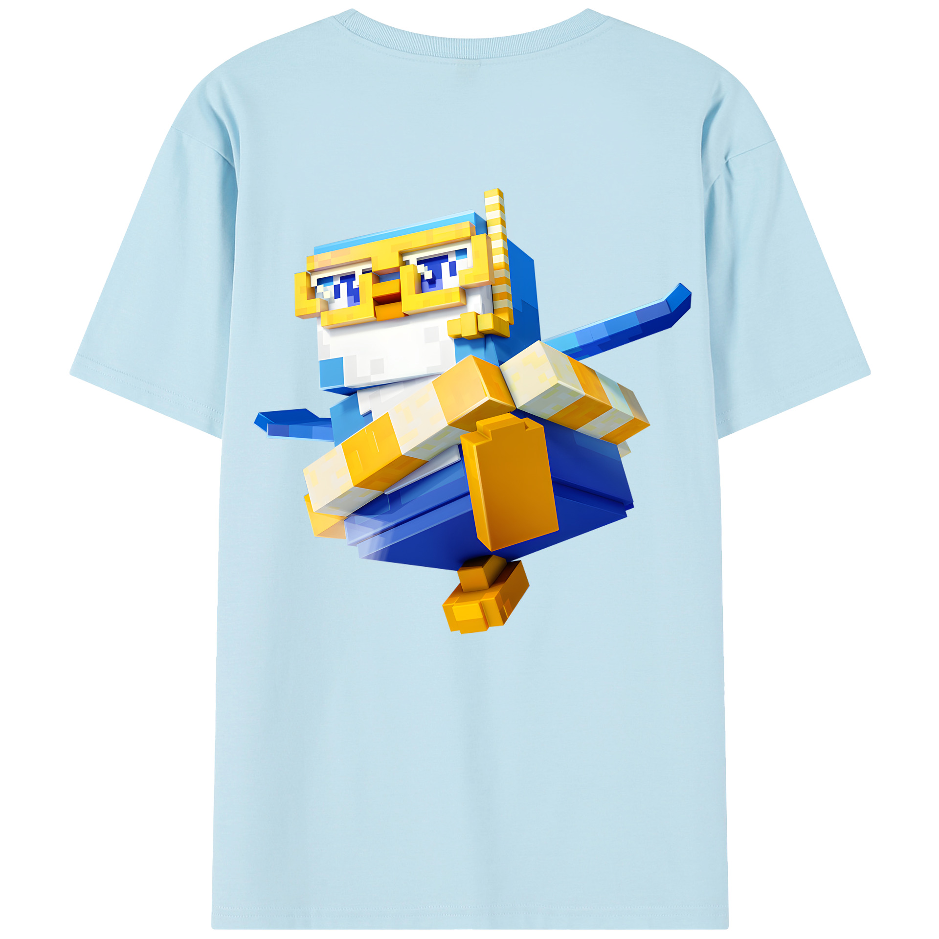 （画像用） マインクラフト ブロックの世界 Minecraft MC Block world 綿100％半袖Tシャツ（背面プリント）